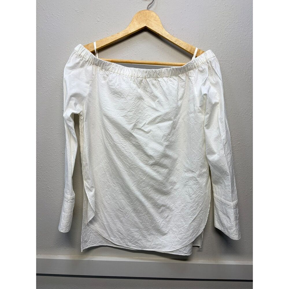 Rag and Bone White Silk Off Shoulder Long Sleeve Blouse Medium